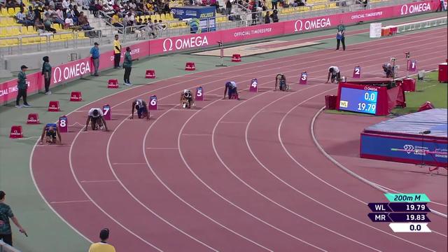 Doha (QAT), 200m messieurs: Fred Kerley (USA) t s'impose en 19.92 sur un magnifique sprint final