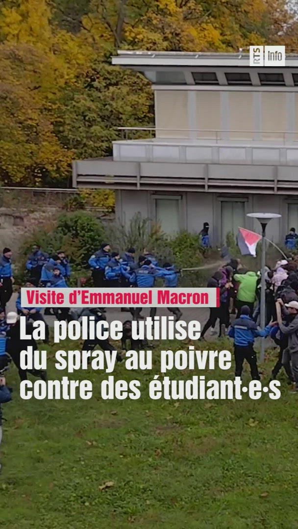 Affrontement entre police et manifestants en marge de la venue d'Emmanuel Macron à l'UNIL