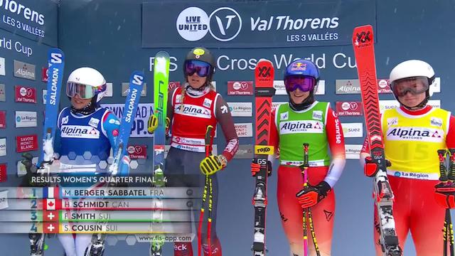 Val Thorens (FRA), 1-4 de finale : Fanny Smith (SUI) et Sixtine Cousin (SUI) éliminées en quarts