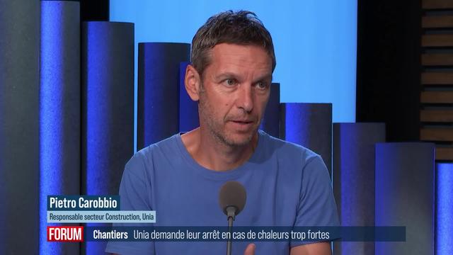 Le syndicat Unia demande l'arrêt des chantiers en cas de fortes chaleurs: interview de Pietro Carobbio