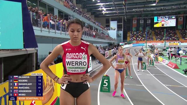 Istanbul (TUR), 800m dames, 1-2 finale: Audrey Werro (SUI) termine 2e et se qualifie pour la finale