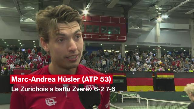 Coupe Davis: "J'ai fait un grand match (contre Zverev)" (Marc-Andrea Hüsler)
