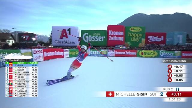 Lienz (AUT), slalom dames, 2e manche: Michelle Gisin (SUI) dans le top 5