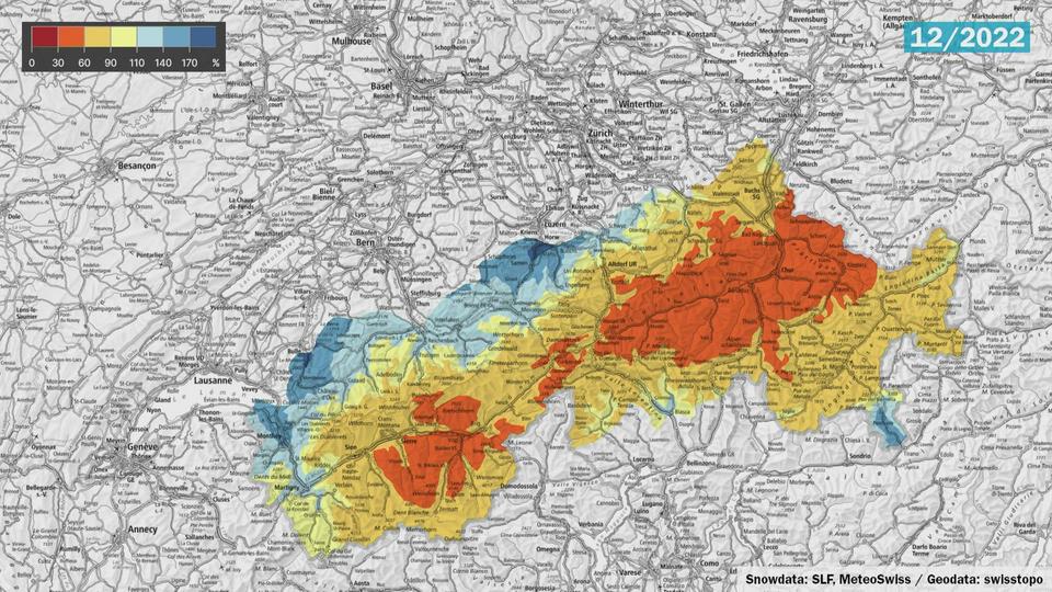 Film accéléré des cartes quotidiennes des hauteurs de neige relatives du 1er décembre 2022 au 31 mars 2023 (SLF)