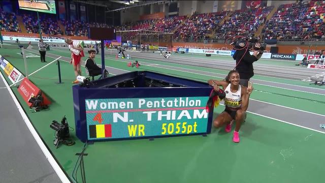 Istanbul (TUR), pentathlon dames: sensationnelle, Nafissatou Thiam (BEL) déroche enlève le titre avec un nouveau record du monde (5055 pts)
