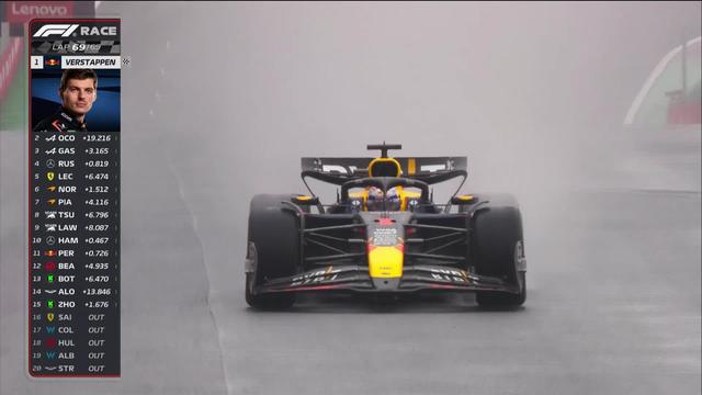 GP du Brésil (#21), course: les pluies torrentielles de São Paulo ont failli sourire à Esteban Ocon (FRA), devancé sur la fin par Verstappen (NED)