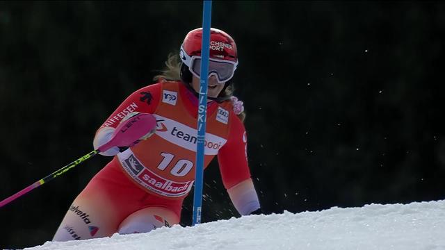 Saalbach (AUT), slalom dames finales, 2e manche: élimination de Mélanie Meillard (SUI)