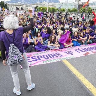 La grève féministe à Genève, le 14 juin 2024. [KEYSTONE - SALVATORE DI NOLFI]