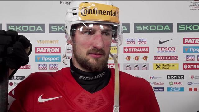 Groupe A, Suisse-Norvège (5-2): Tristan Scherwey à l'interview après la victoire suisse