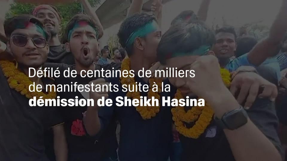 Scènes de liesse après la démission de Sheikh Hasina