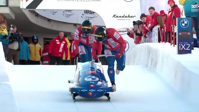 St.-Moritz (SUI), bob à 2 messieurs, 2e manche: le duo Simon Friedli et Andreas Haas (SUI) au pied du podium