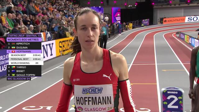 Glasgow (GBR), 1-2 finales 800m dames: pas de finale pour Lore Hoffman (SUI) qui termine 4e de sa série (2:00:06)