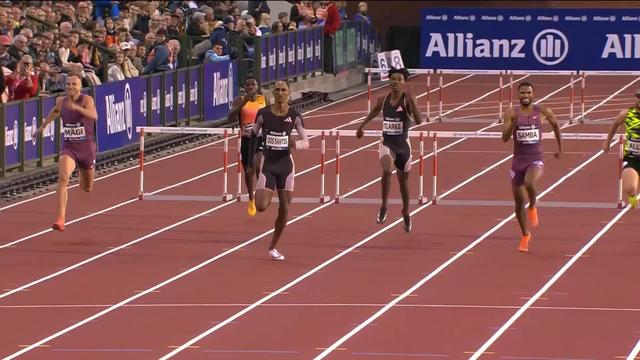 Bruxelles (BEL), 400m haies messieurs: Alison dos Santos (BRA) remporte cette finale en 47"93