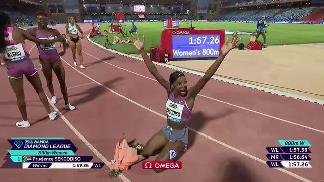 Marrakech (MAR), 800m féminin: Prudence Sekgodiso (RSA) remporte le 800m, Rachel Pellaud (SUI) est 6e