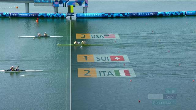 Paris 2024 - Aviron-Deux de pointe, repêchage: la paire suisse remporte son repêchage et est qualifiée en demi-finale