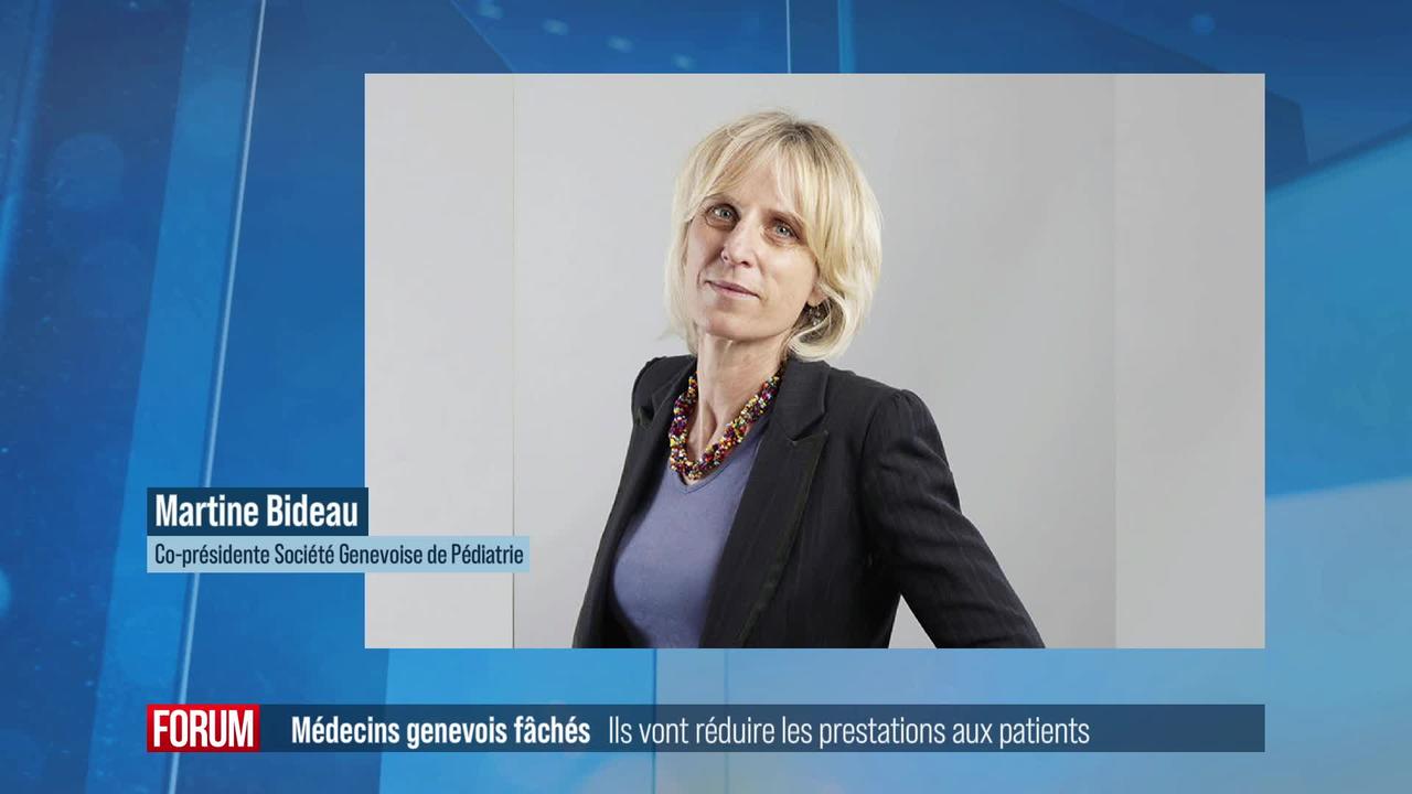 Les médecins genevois veulent diminuer les prestations non remboursées par les assurances: interview de Martine Bideau