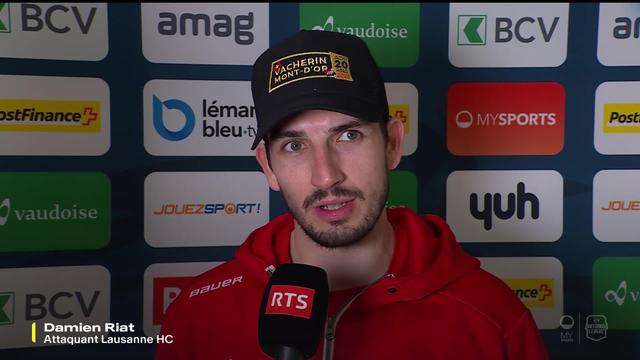 National League - Playoffs, Acte III, Lausanne - Davos (3-2) : interview de Damien Riat, attaquant Lausanne HC