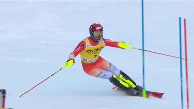 Alta Badia (ITA), slalom messieurs, 1re manche: Loïc Meillard (SUI) coince sur les deux derniers secteurs