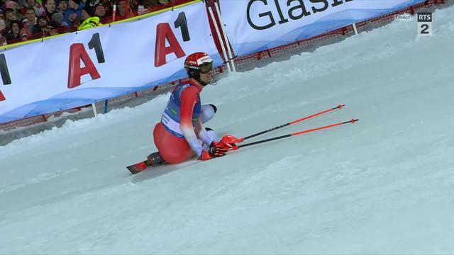 Schladming (AUT), slalom messieurs, 1re manche: Ramon Zenhäusern (SUI) chute et se retrouve éliminé