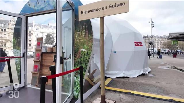 Opération communication de Suisse Tourisme au cœur de Paris qui se prépare à accueillir les Jeux olympiques