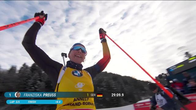 Grand Bornand (FRA), poursuite 10 km dames: victoire de l'Allemande Franziska Preuss, Haecki-Gross (SUI) 15e