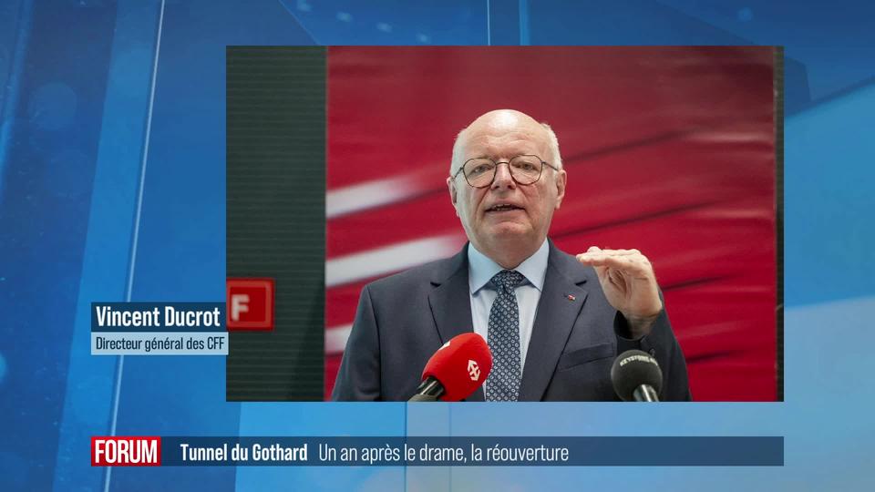 Le tunnel du Gothard rouvre un an après l’important déraillement d’un train de marchandises: interview de Vincent Ducrot (vidéo)