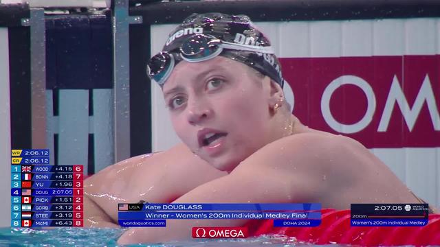 Doha (QAT), 200m quatre nages femmes: Kate Douglass (USA) remporte l'or