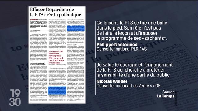 La décision de la RTS de suspendre la diffusion des films dans lesquels Gérard Depardieu joue un rôle principal suscite la controverse