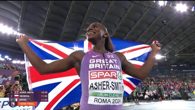 Rome (ITA), 100m, finale dames: Asher-Smith (GBR) titrée, Kambundji (SUI) 8e