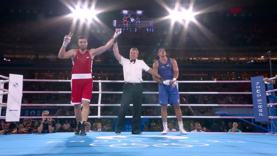 +92kg, finale messieurs: victoire à l'unanimité pour Kalolov (UZB) devant El Aissaoui (ESP)