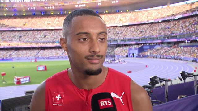 200m, séries messieurs: Timothé Mumenthaler (SUI) au micro de de la RTS après sa course