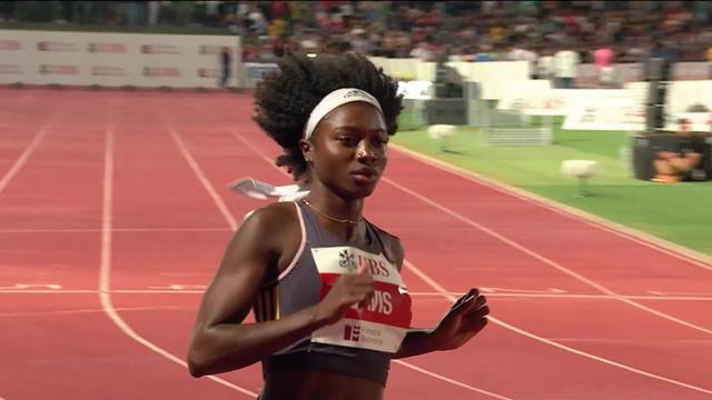 Bellinzone (SUI), finale 100m dames: Tamari Davis (USA) victorieuse en 10"97, Mujinga Kambundji (SUI) décroche une belle 2e place en 11"14