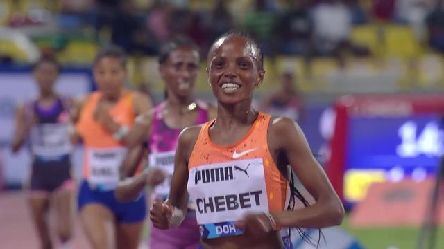 Doha (QAT), 5000m dames: Beatrice Chebet (KEN) s'impose, les Éthiopiennes Taye et Eisa complètent le podium