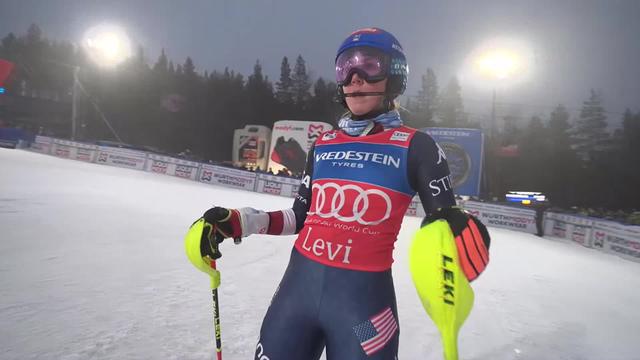 Levi (FIN), slalom dames, 1re manche: Mikaela Shiffrin (USA) en tête après la première manche