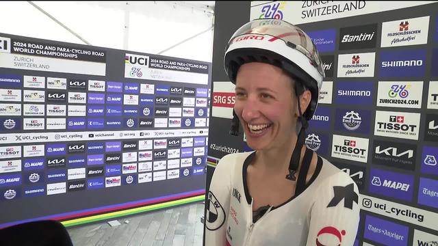 Elena Hartmann (SUI) réagit à chaud après sa course contre la montre