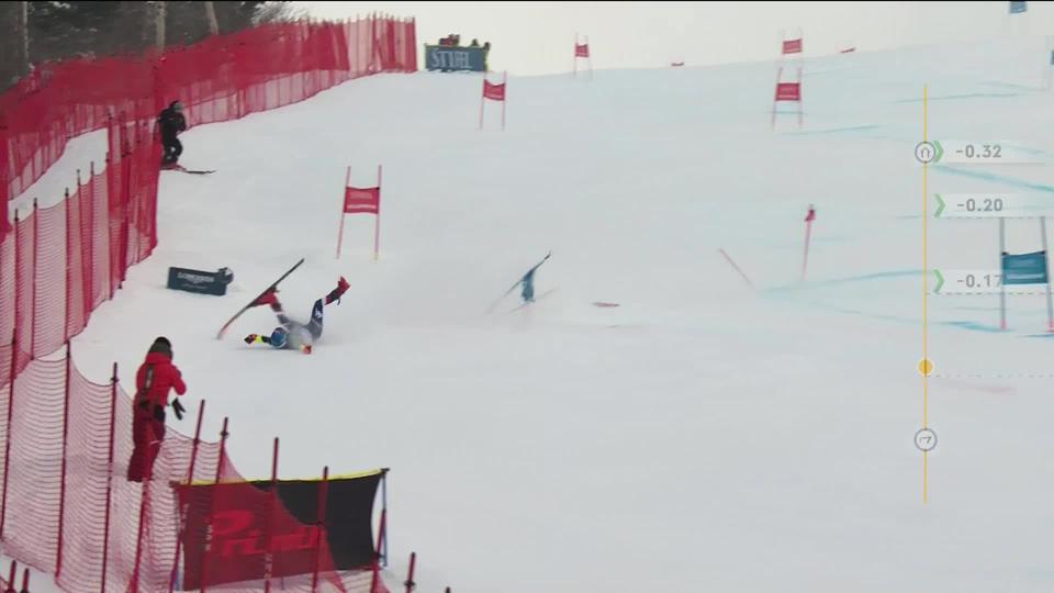 Killington (USA), slalom géant dames, 2e manche: Mikaela Shiffrin (USA) chute et est éliminée