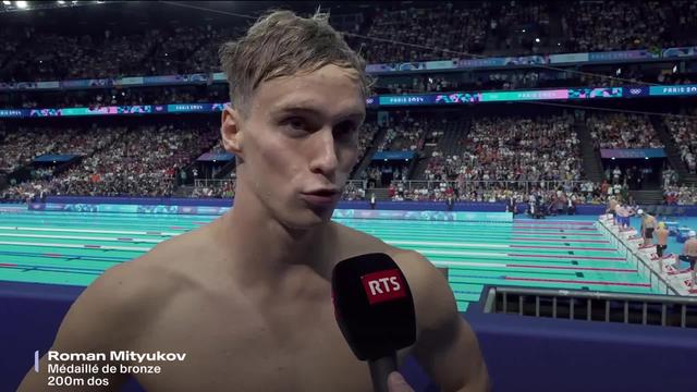 200m dos, finale: Roman Mityukov (SUI) revient sur sa médaille de bronze