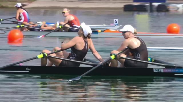 Deux de couple, finale, dames: la Nouvelle-Zélande s'impose devant la Roumanie et la Grande-Bretagne