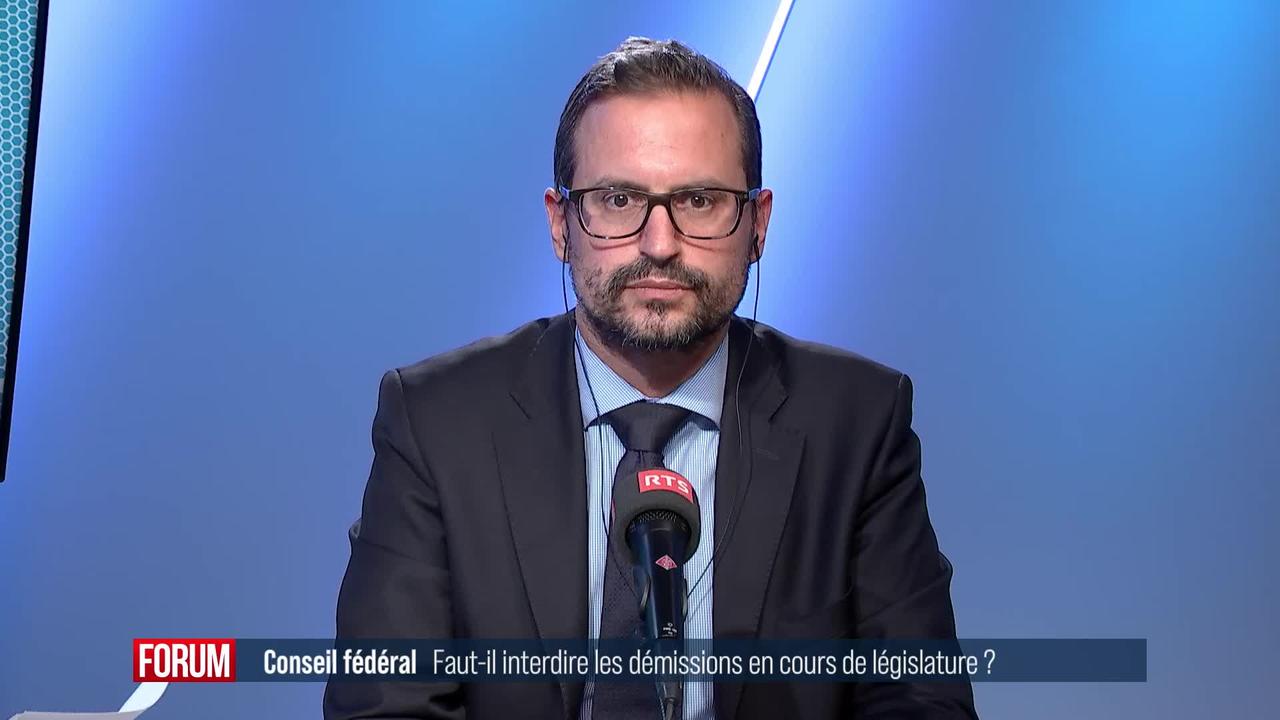 Le Centre souhaite interdire les démissions des conseillers fédéraux en cours de législature: interview de Vincent Maitre