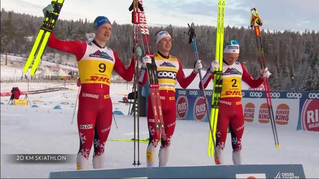 Lillehammer (NOR), Skiathlon messieurs: Harald Amundsen (NOR) s'impose à la photo-finish devant ses collègues norvégiens