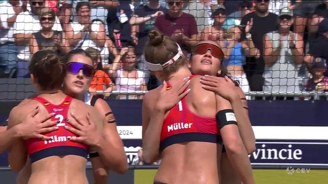 ½ finale dames, Müller- Tillmann (GER) – Böbner- Vergé-Dépré (SUI) (21-13, 21-16): les Suissesses s’inclinent et disputeront la petite finale