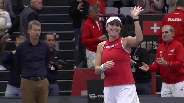 Bienne, B. Bencic (SUI) – L. Radivojevic (SRB): la Saint-Galloise remporte un premier point pour la Suisse dans ces barrages