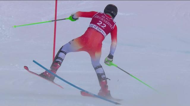 Val d'Isère (FRA), slalom messieurs, 2e manche: Tanguy Naef (SUI) manque une porte et est disqualifié