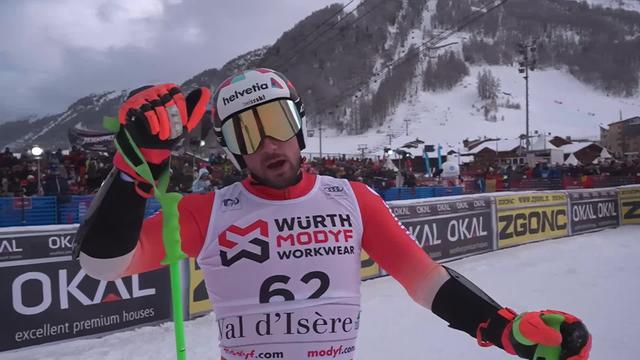 Val d'Isère (FRA), géant messieurs, 2e manche: belle remontée de Luca Aerni (SUI), qui termine au pied du podium