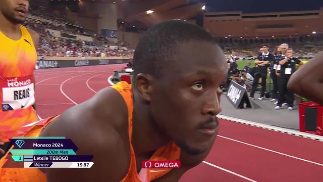 Monaco, 200m messieurs: Tebogo (BOT) facile vainqueur, Reais (SUI) termine dernier