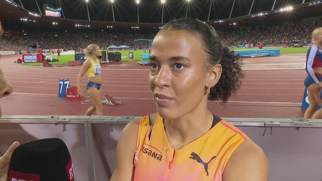 Zurich (SUI), 100m haies dames: interview de Ditaji Kambundji (SUI) après son faux départ