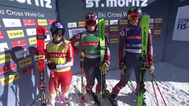 St-Moritz (SUI), finale dames ski cross: Marielle Thompson (CAN) victorieuse, Fanny Smith (SUI) 2e