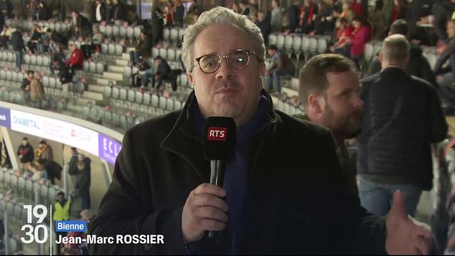 Jean-Marc Rossier évoque à la fois l'ambiance et l'enjeu autour du match de hockey sur glace entre Bienne et Genève-Servette