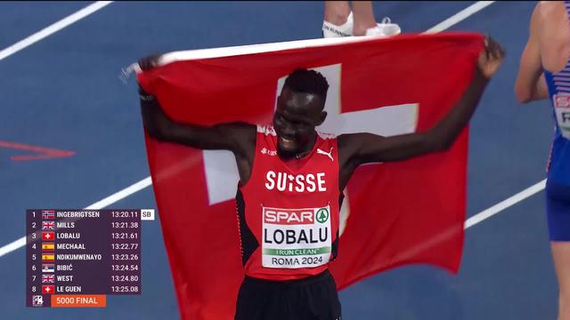 Rome (ITA), 5000m: Dominic Lobalu (SUI) en bronze, Morgan Le Guen (SUI) 8e