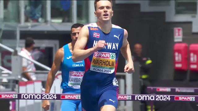 Rome (ITA), 400m haies, 1-2 finale messieurs: Warholm (SUI) en promenade; Bonvin (SUI) éliminé